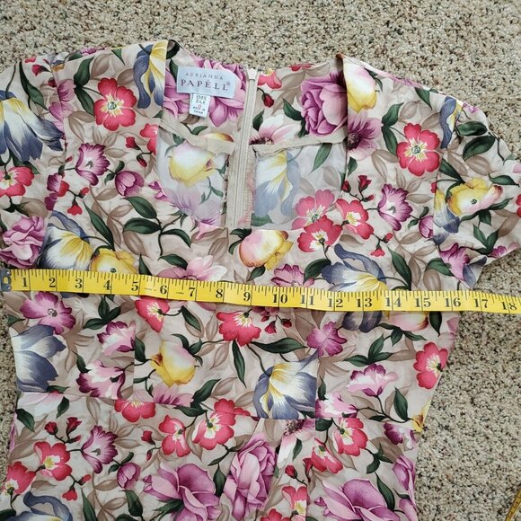 ADRIANNA PAPELL Womens Dress 6 Floral Short Sleeve Silk - Picture 8 of 11